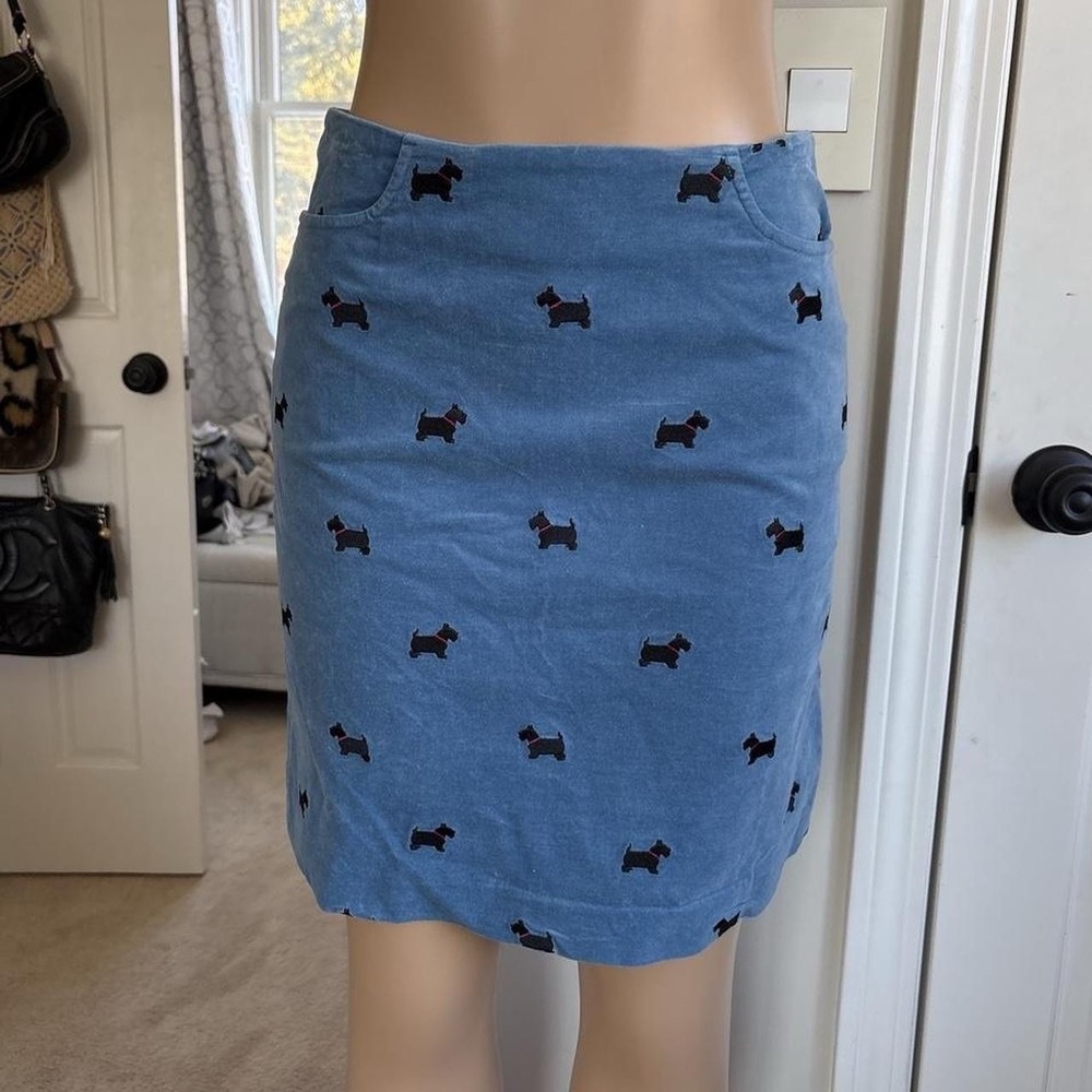 Vintage Lilly‎ Pulitzer Blue Scottie Dog embroidered skirt